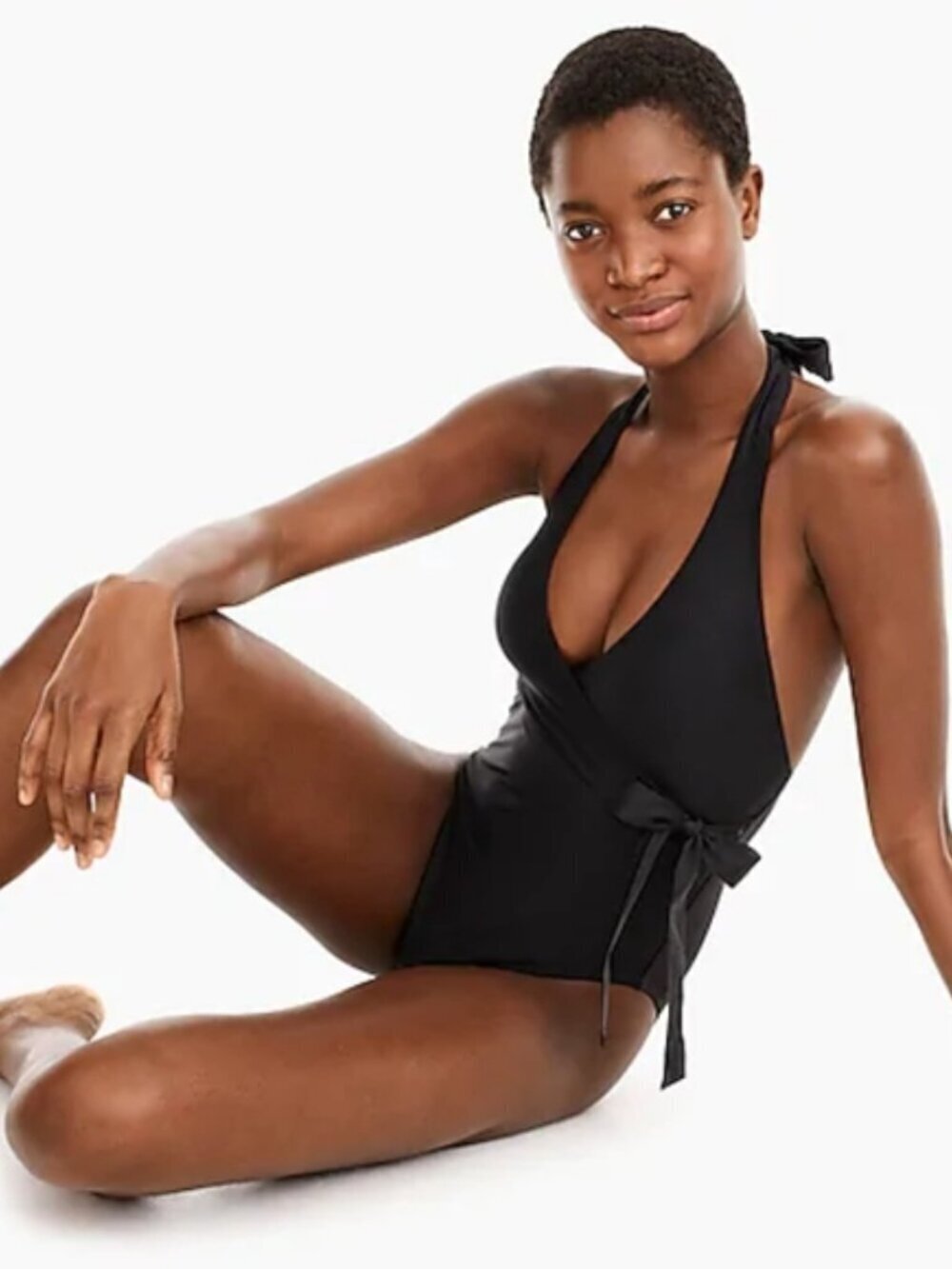NWOT J.CREW Womens’ Black Halter Wrap One-Piece Swim Suit Size 2
